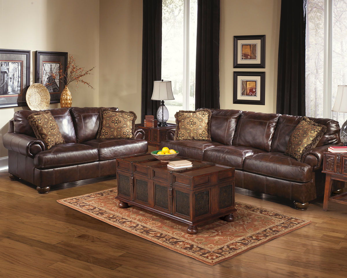 Axiom - Walnut - Sofa & Loveseat - EZ Furniture Sales & Leasing