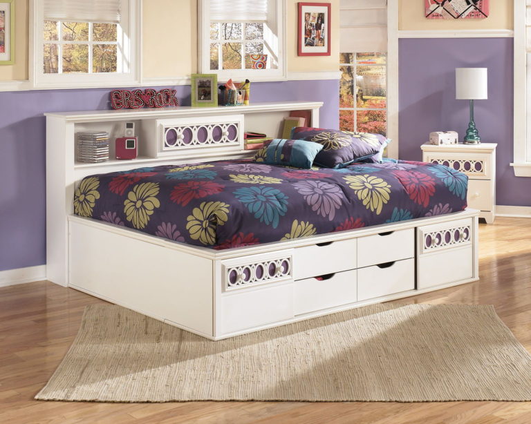 Zayley - White - Full Bookcase Bed with Storage - EZ Furniture Sales ...