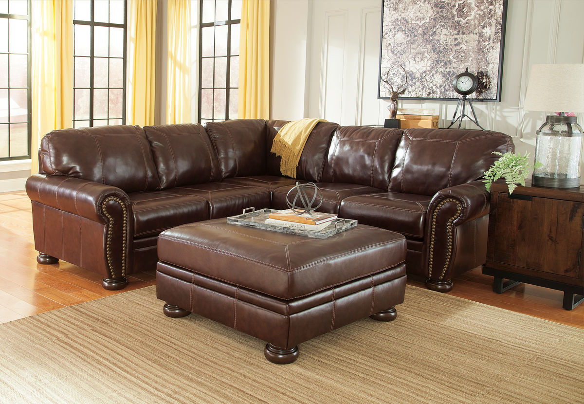 Banner - Coffee - LAF Loveseat, RAF Sofa & Oversized Accent Ottoman ...