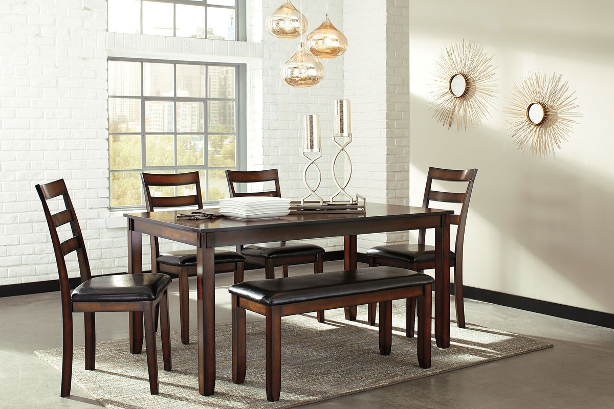 Coviar - Brown - Dining Room Table Set (6/CN) - EZ Furniture Sales