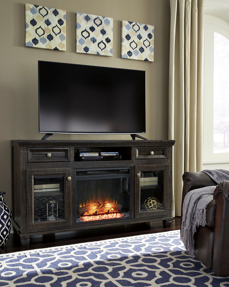 Townser - Grayish Brown - LG TV Stand with LED Fireplace ...
