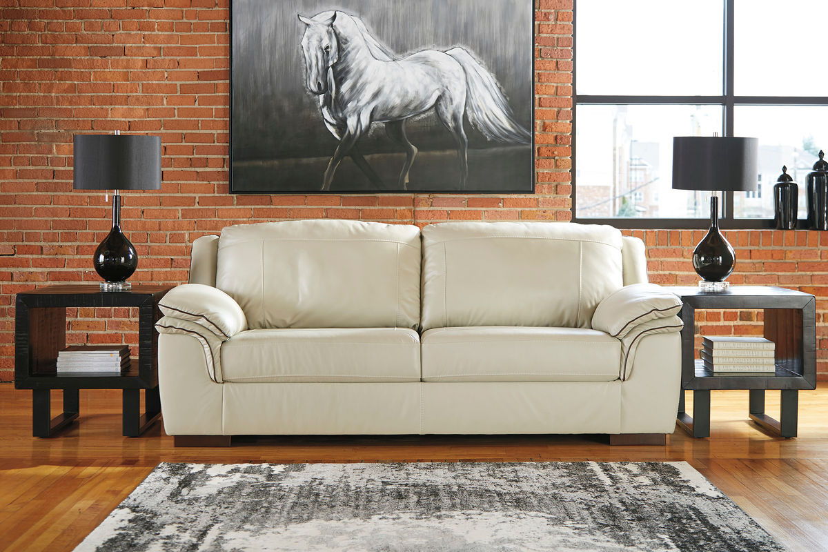 islebrook vanilla leather sofa