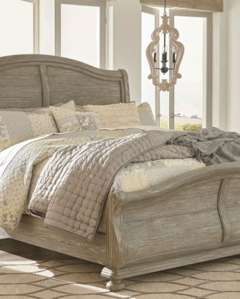 Marleny Gray Whitewash Queen Sleigh, Marleny King Bed