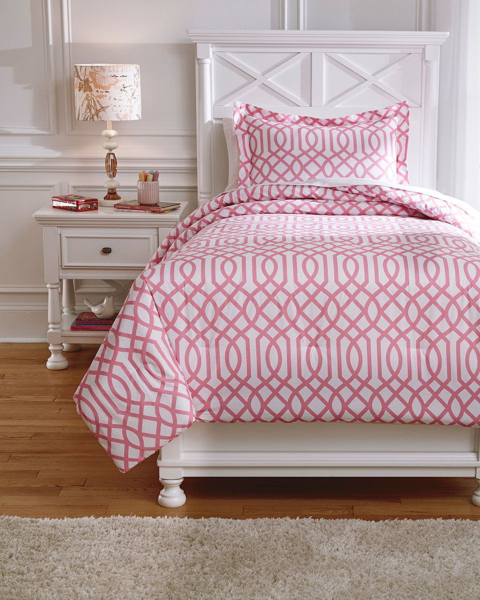 Loomis - Pink - Twin Comforter Set - EZ Furniture Sales ...