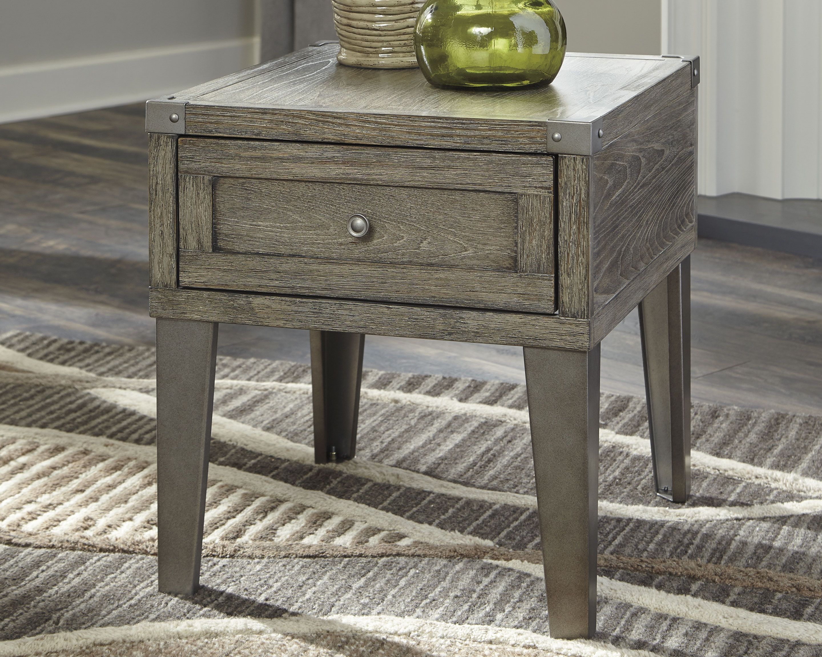 Chazney Rustic Brown Rectangular End Table EZ Furniture Sales