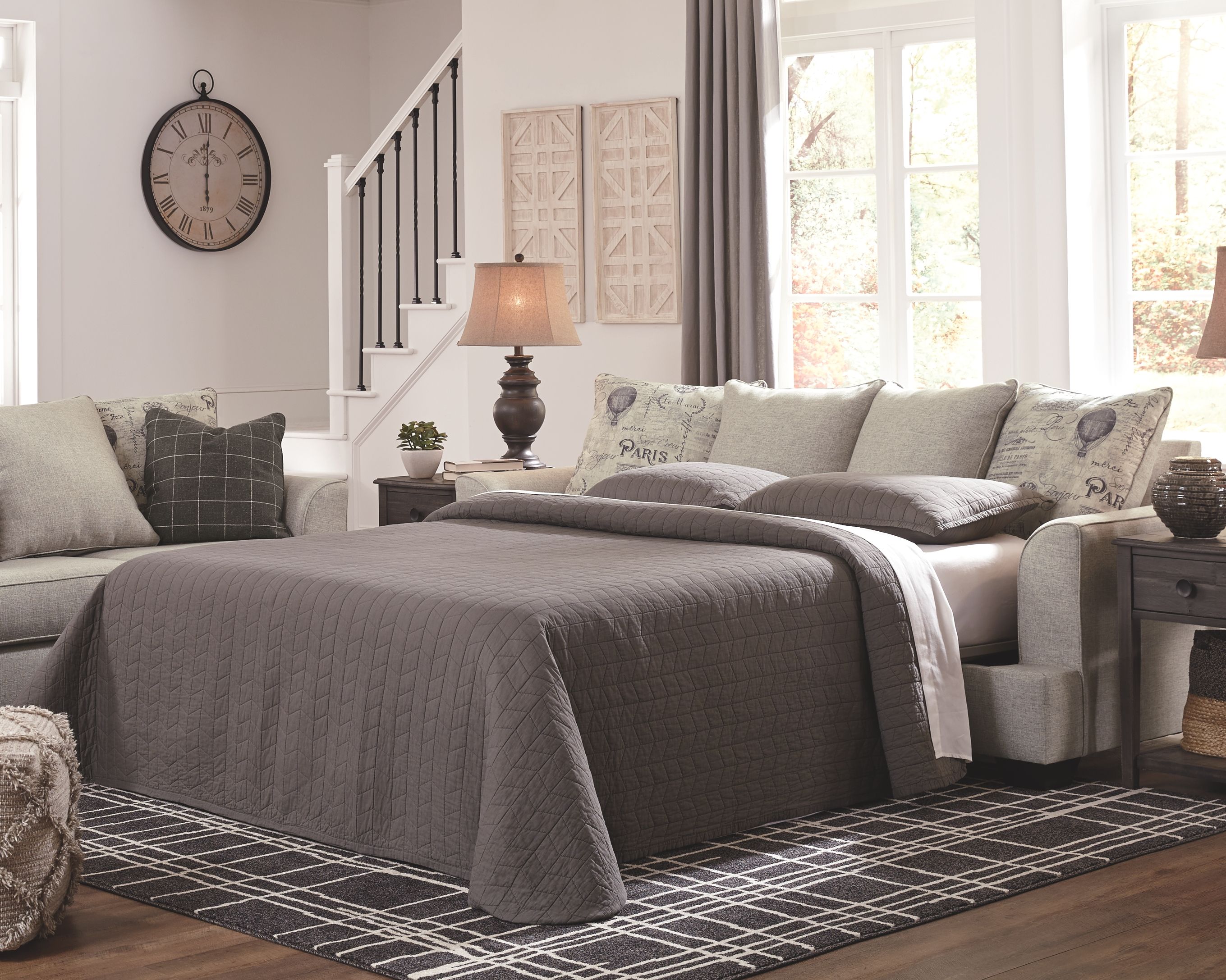  Velletri - Pewter - Queen Sofa Sleeper - EZ Furniture 