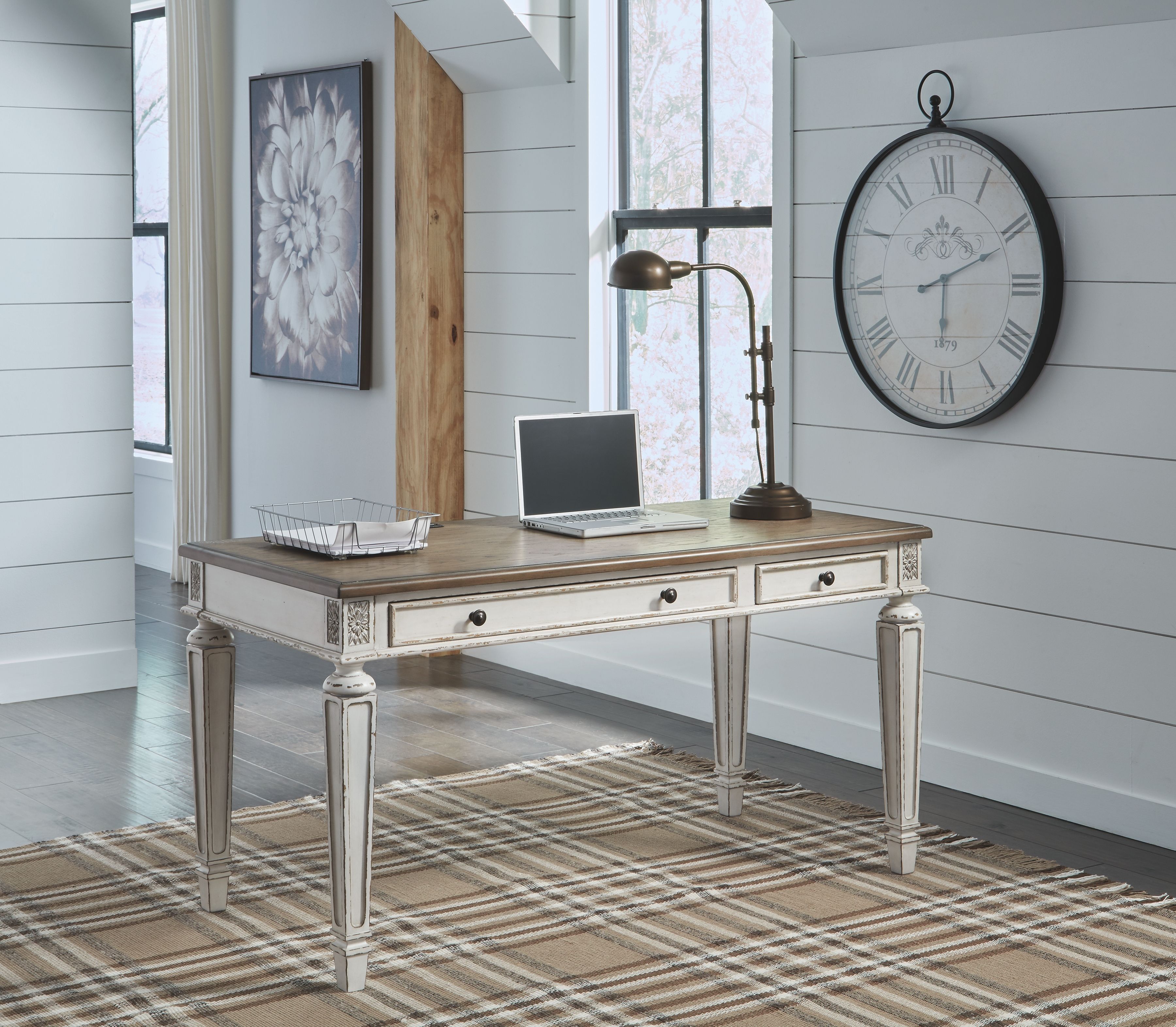 Realyn White/Brown Home Office Desk EZ Furniture Sales & Leasing