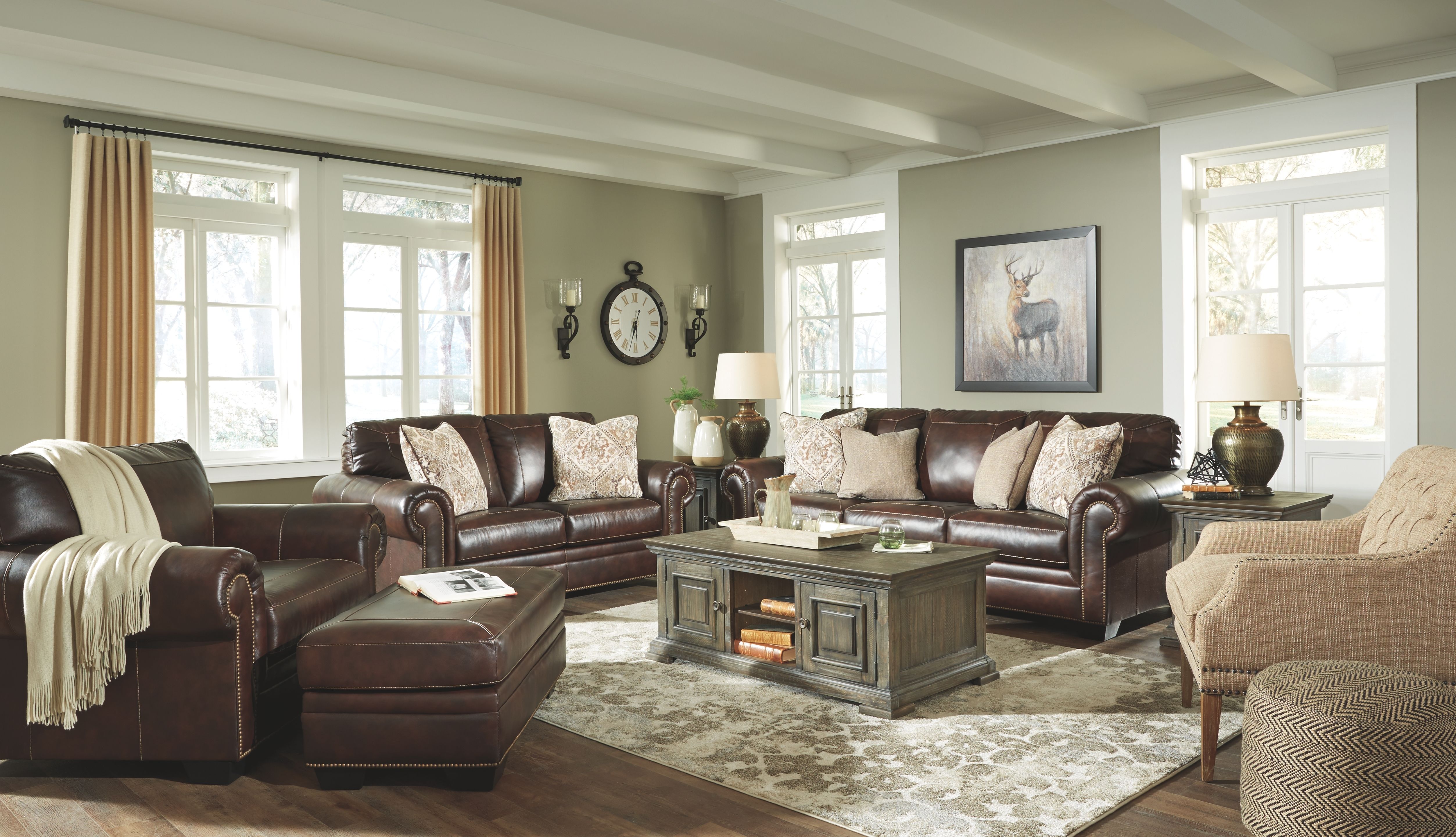 Roleson - Walnut - Sofa, Loveseat, Chair and a Half & Ottoman - EZ ...