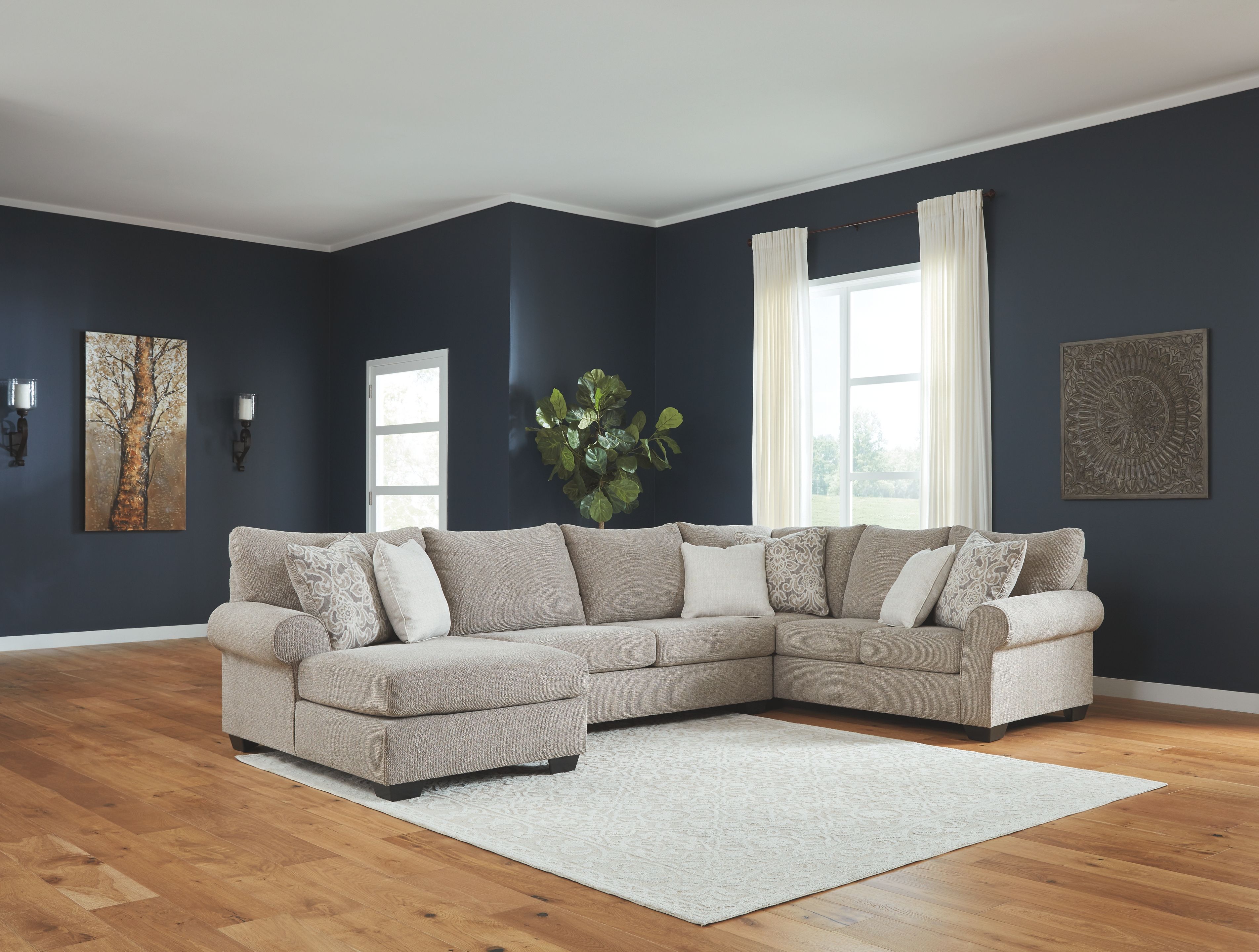 Baranello - Stone - Left Arm Facing Corner Chaise, Armless Loveseat