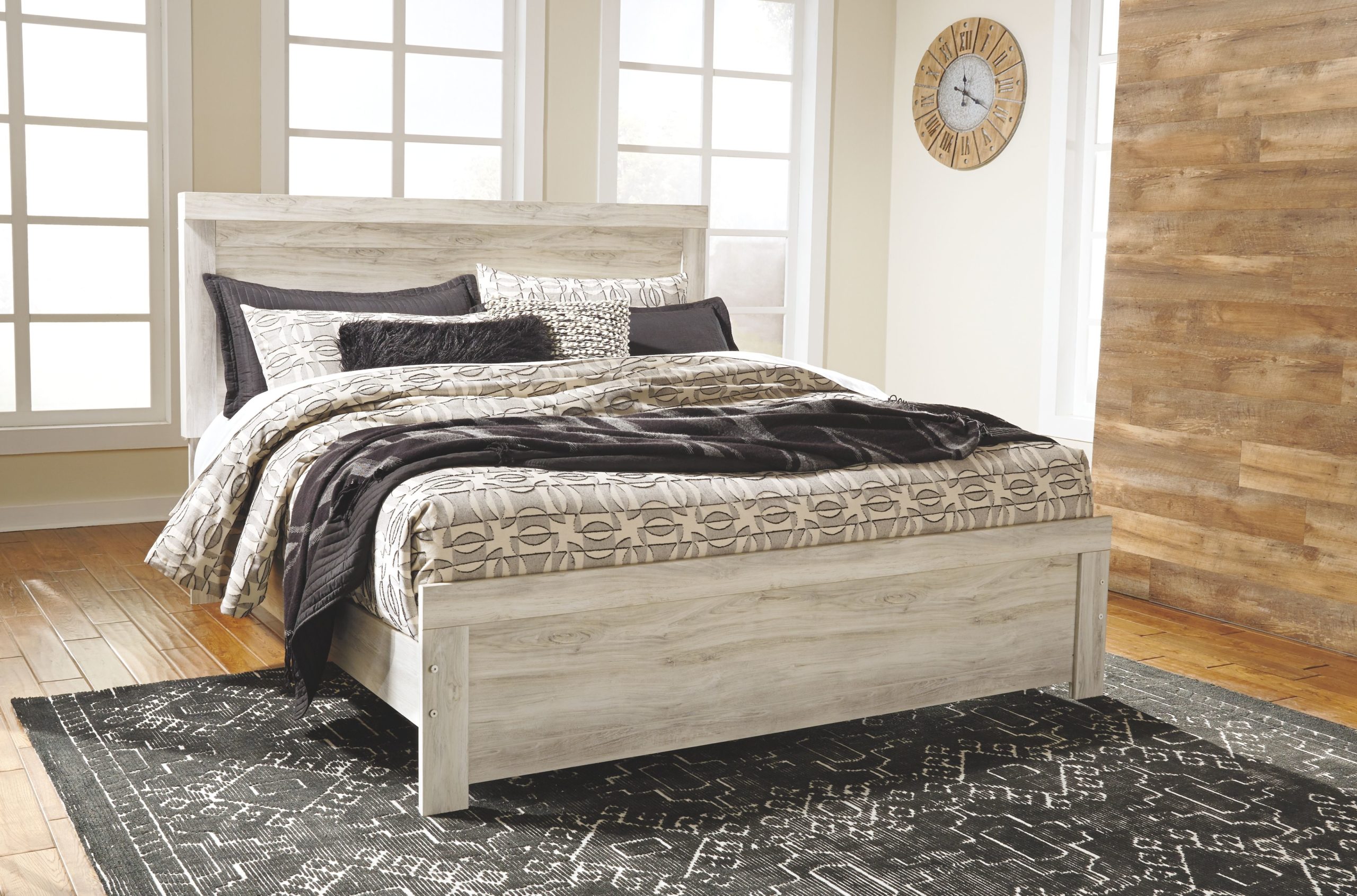 Bellaby Whitewash King Panel Bed EZ Furniture Sales & Leasing