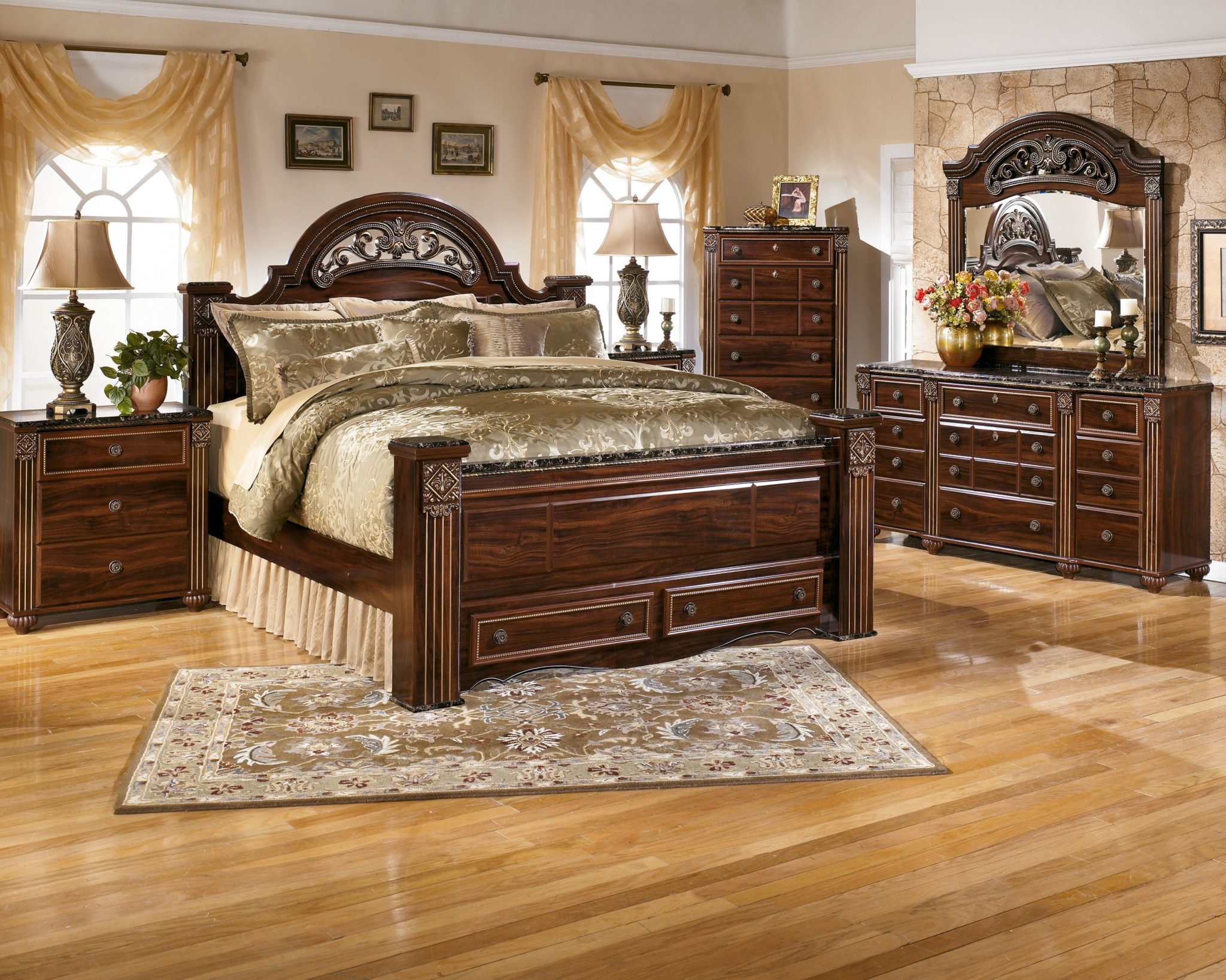 ashley bedroom furniture set with drawers under bed