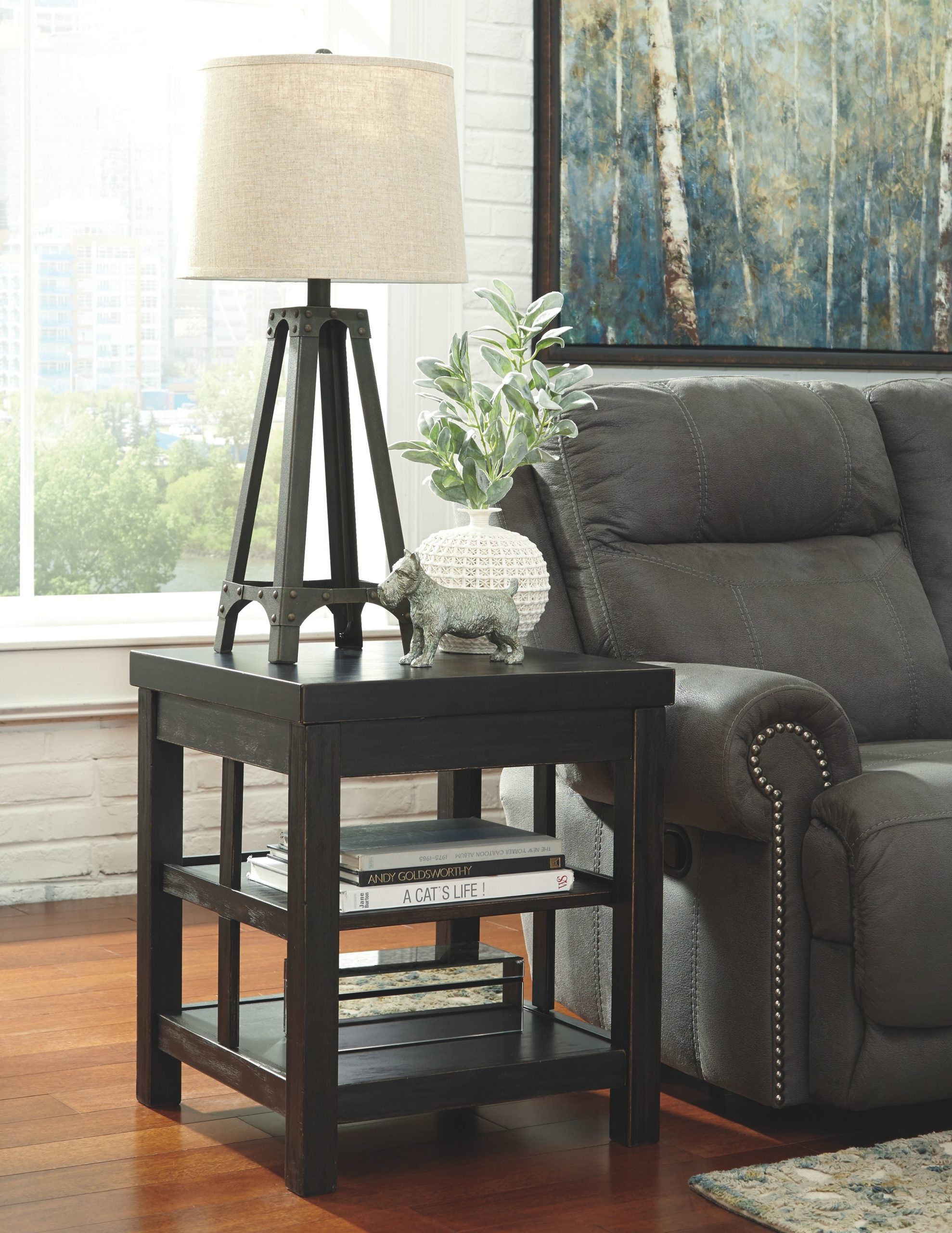 Gavelston - Rubbed Black - Square End Table - EZ Furniture Sales & Leasing