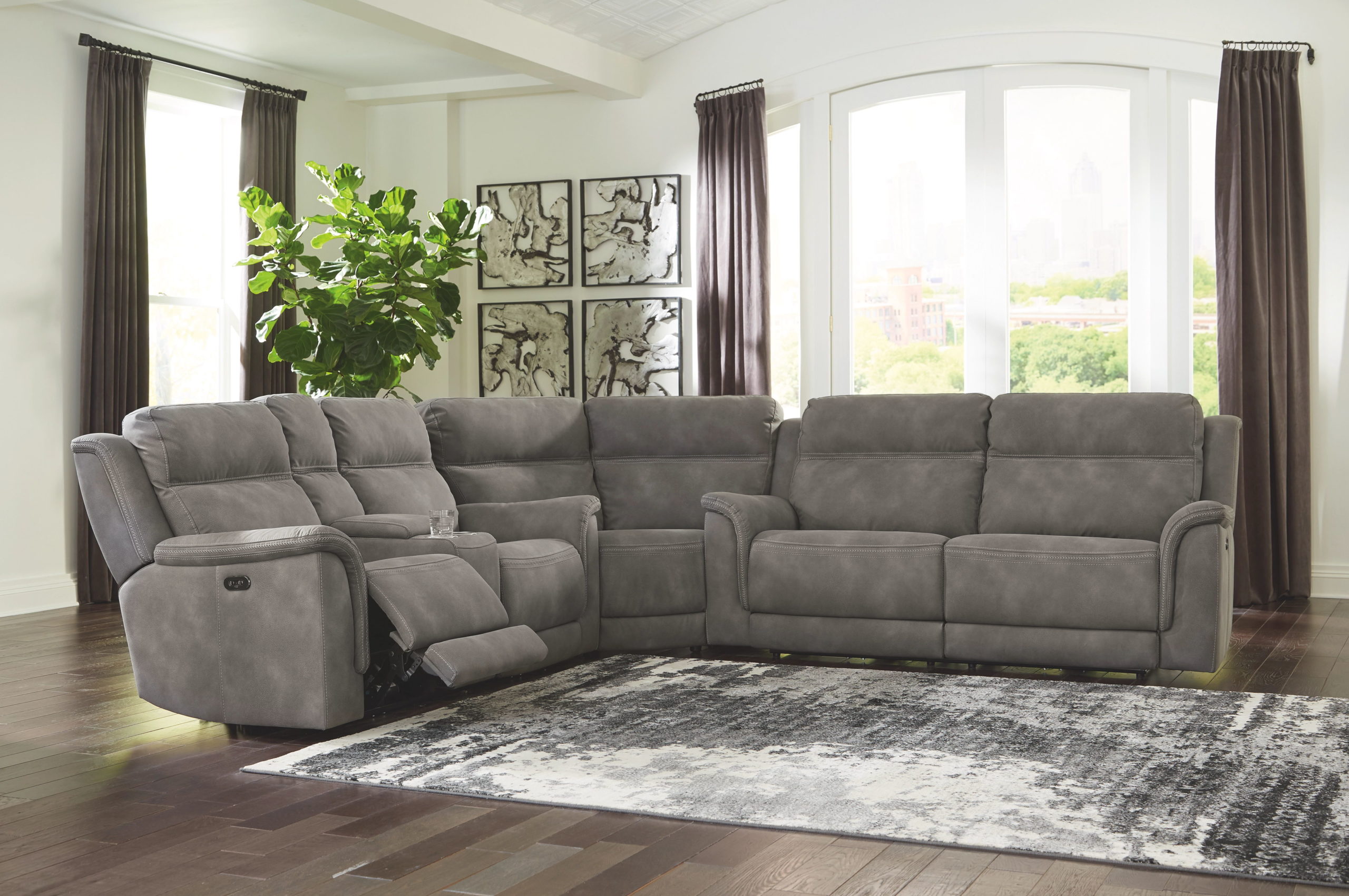 ashley dual recliner leather sofa
