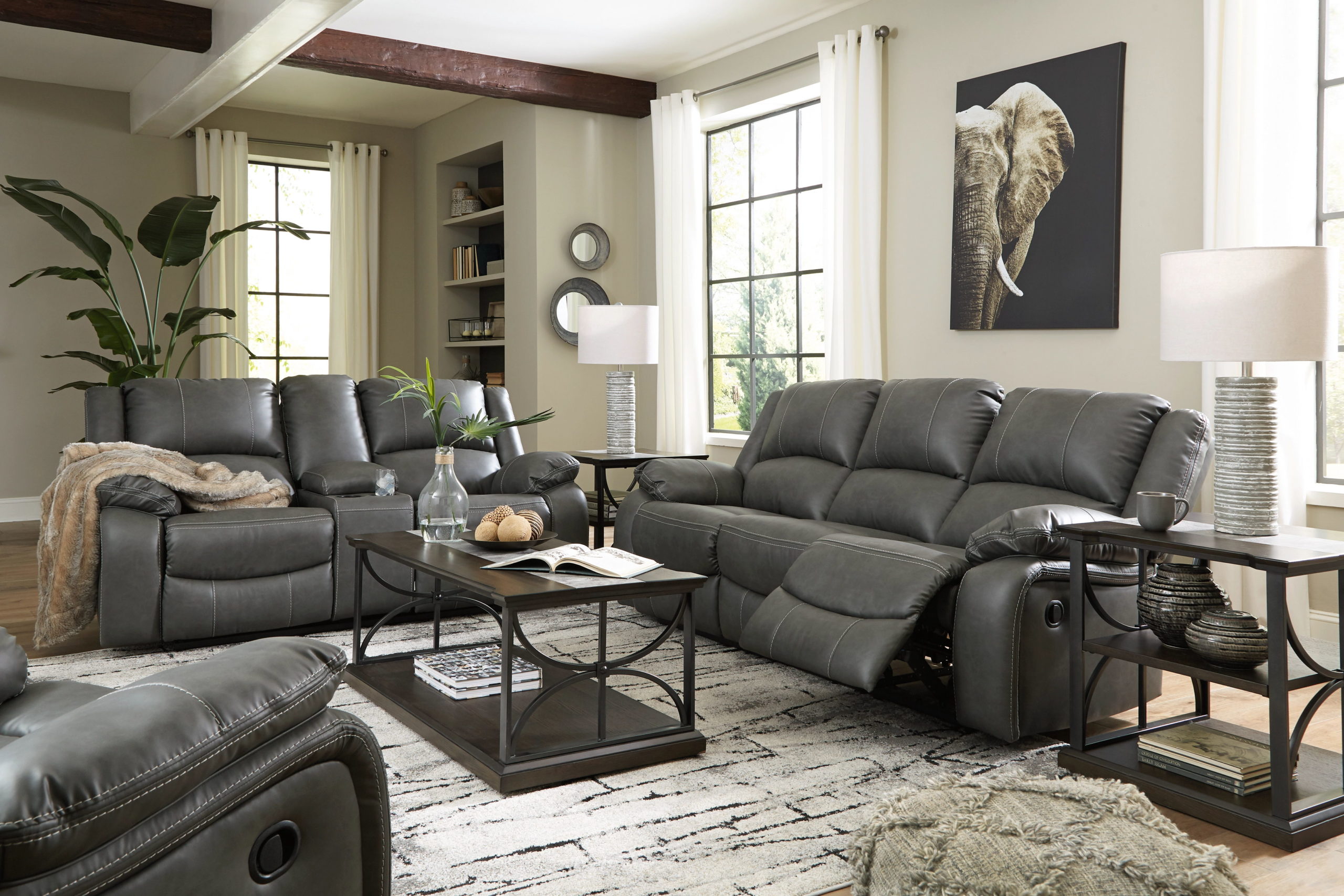 grey recliner living room set