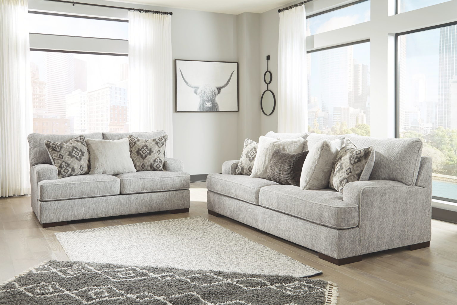 Ashley Furniture - Mercado - Pewter - 2 Pc. - Sofa, Loveseat - EZ ...