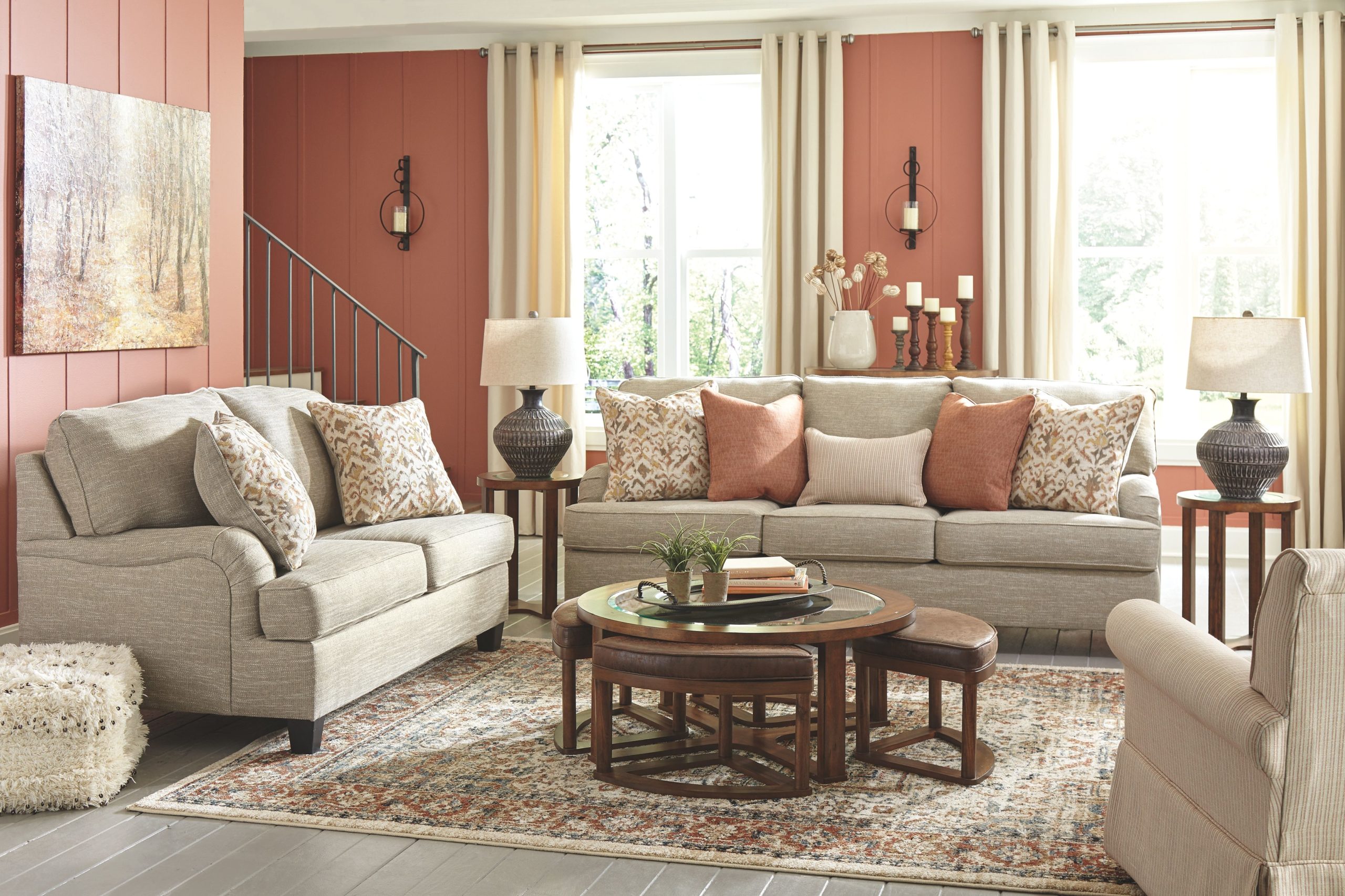 Ashley Furniture - Almanza - Wheat - 3 Pc. - Sofa, Loveseat, Swivel ...