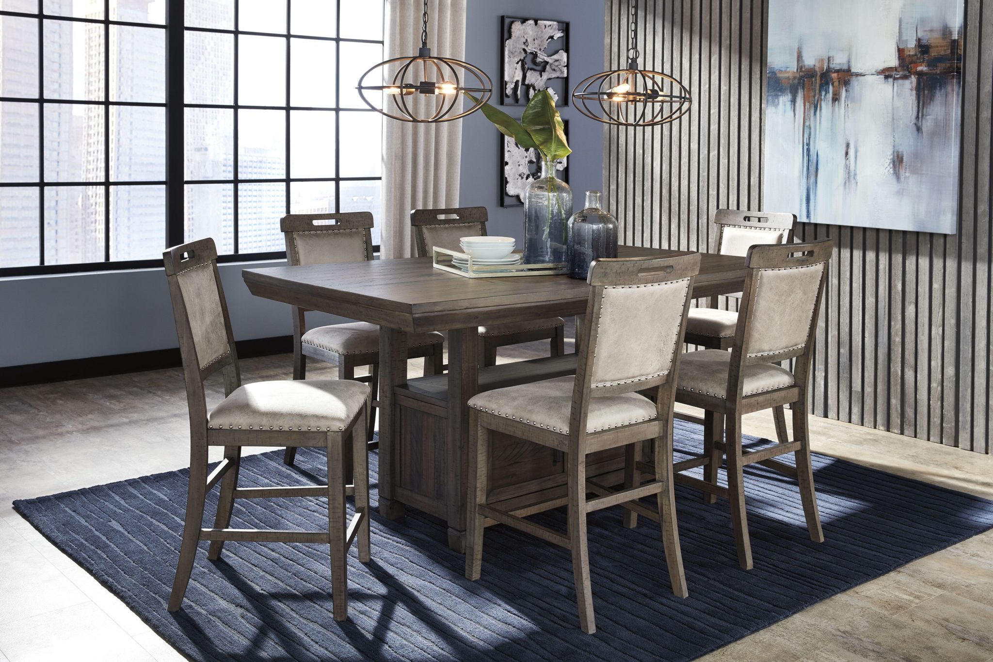 dining room grayish blue