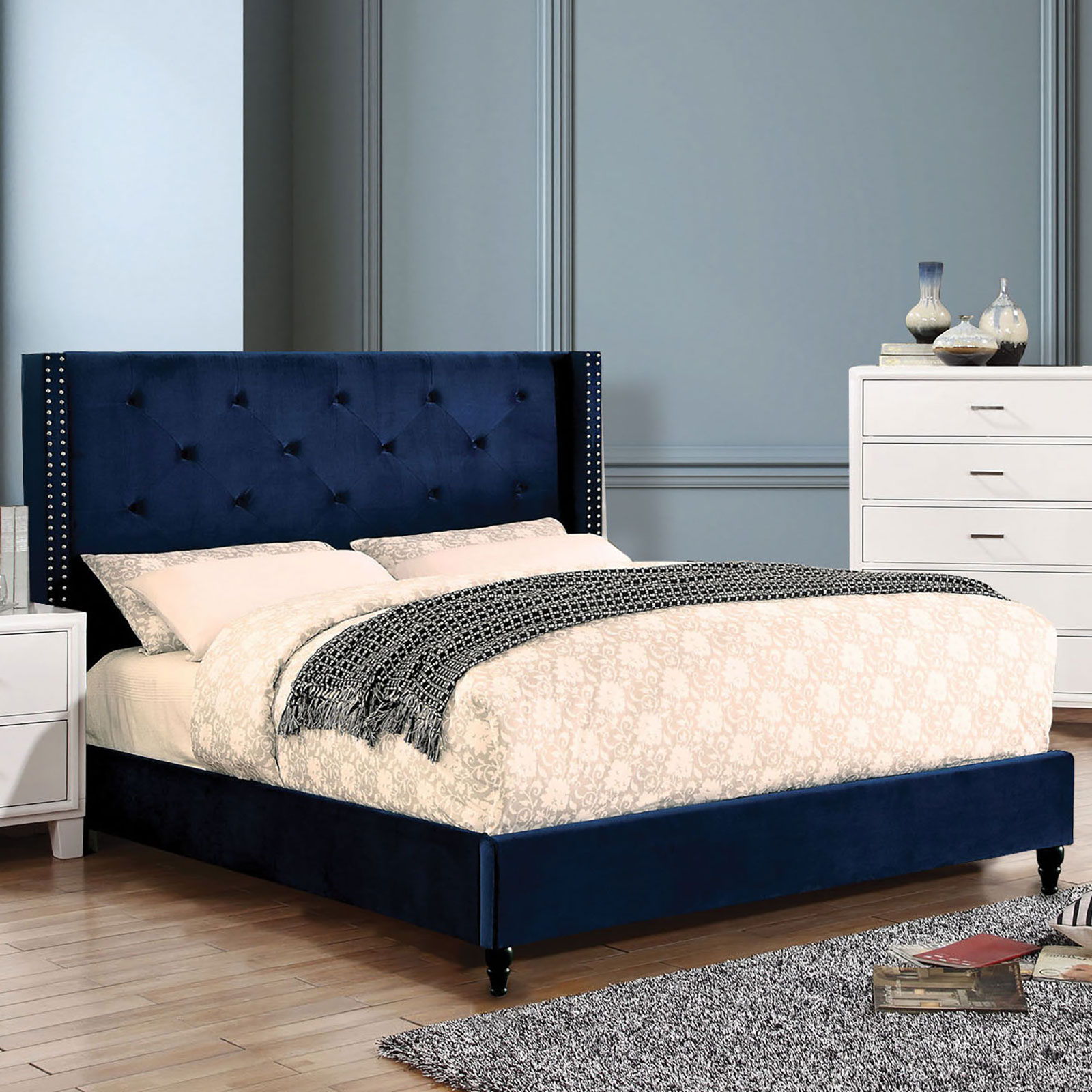 Furniture of America - Anabelle - E.King Bed - Navy - EZ Furniture ...