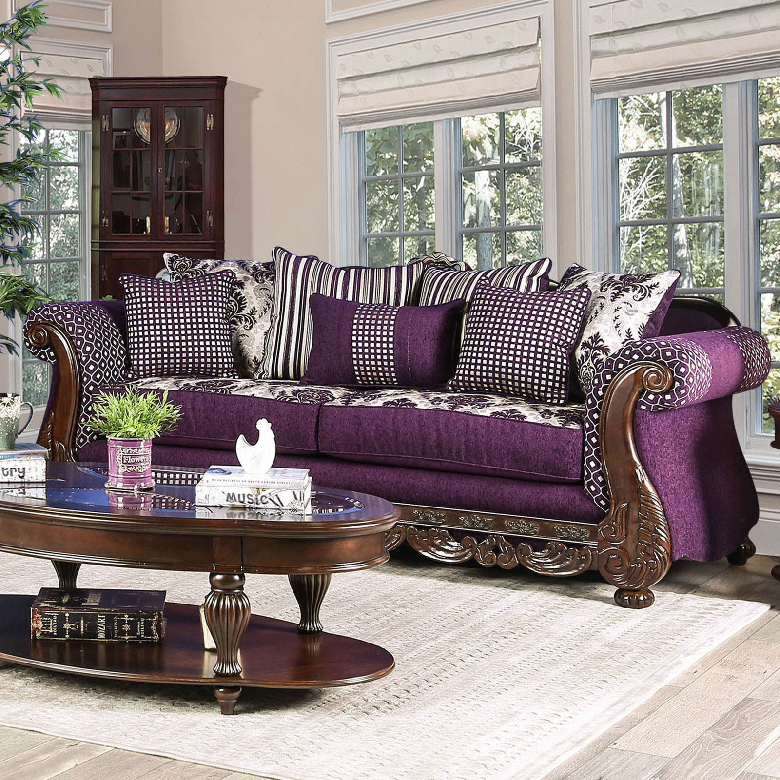 Furniture of America - Emilia - Sofa - Purple / Silver - EZ Furniture ...