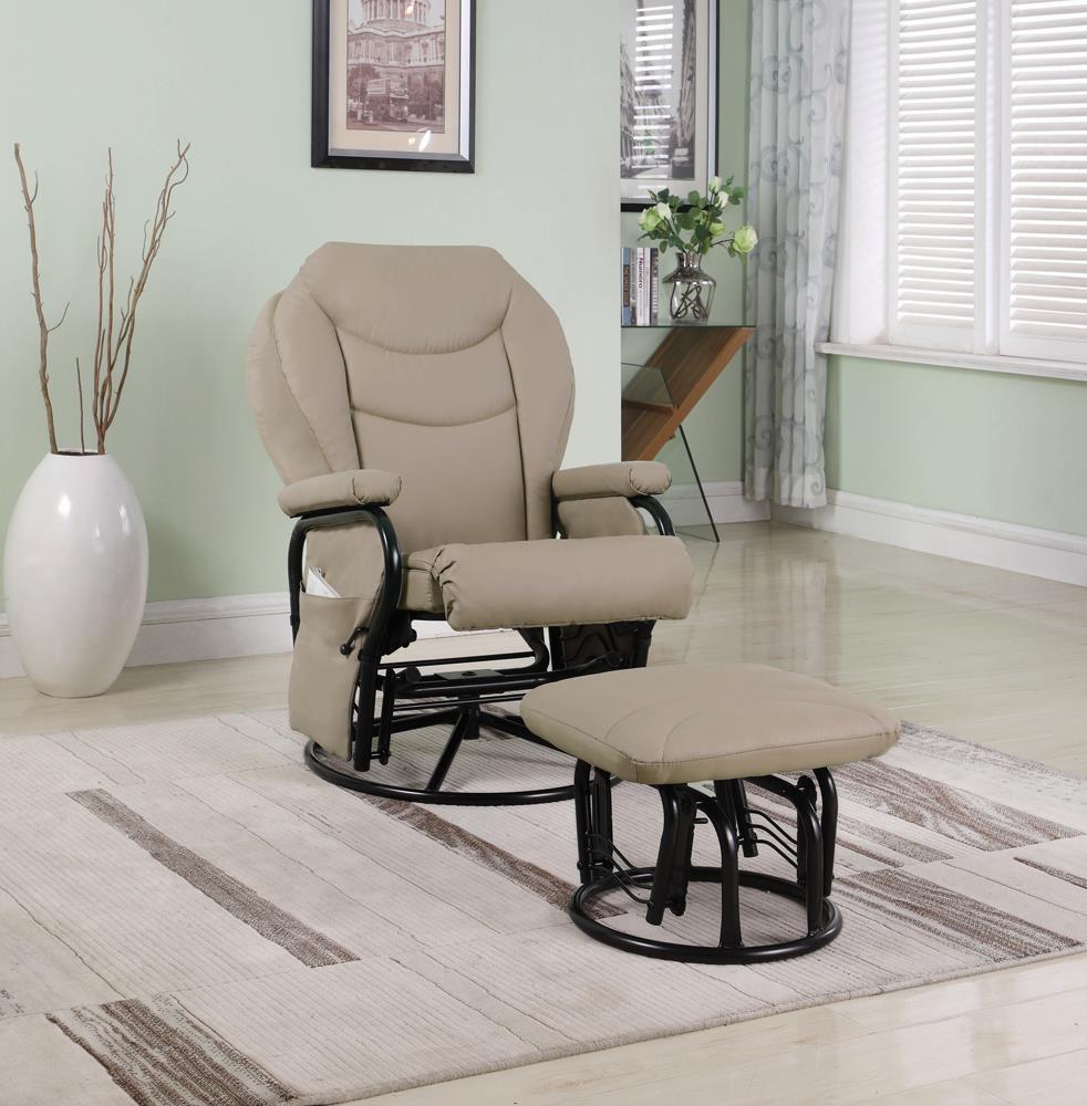 Coaster Fine Furniture - Upholstered Glider Recliner With Ottoman Beige ...