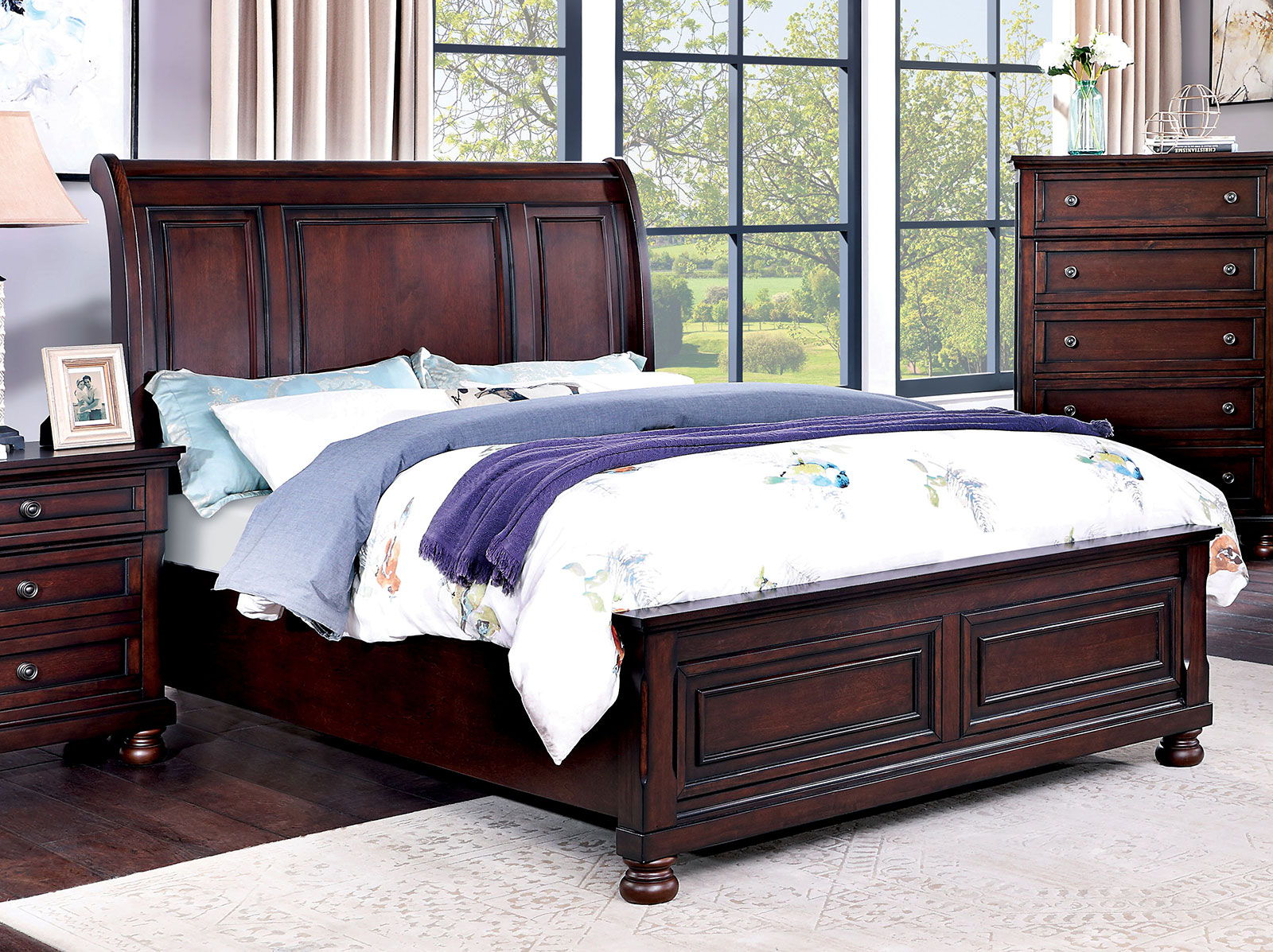 Furniture Of America Wells Eastern King Bed Dark Cherry Ez Furniture Sales And Leasing 