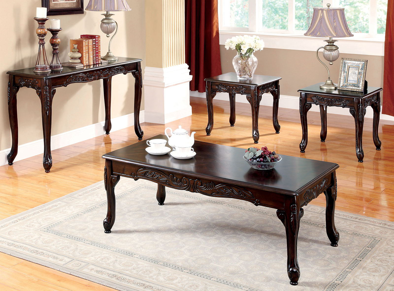 3 piece coffee table set cherry