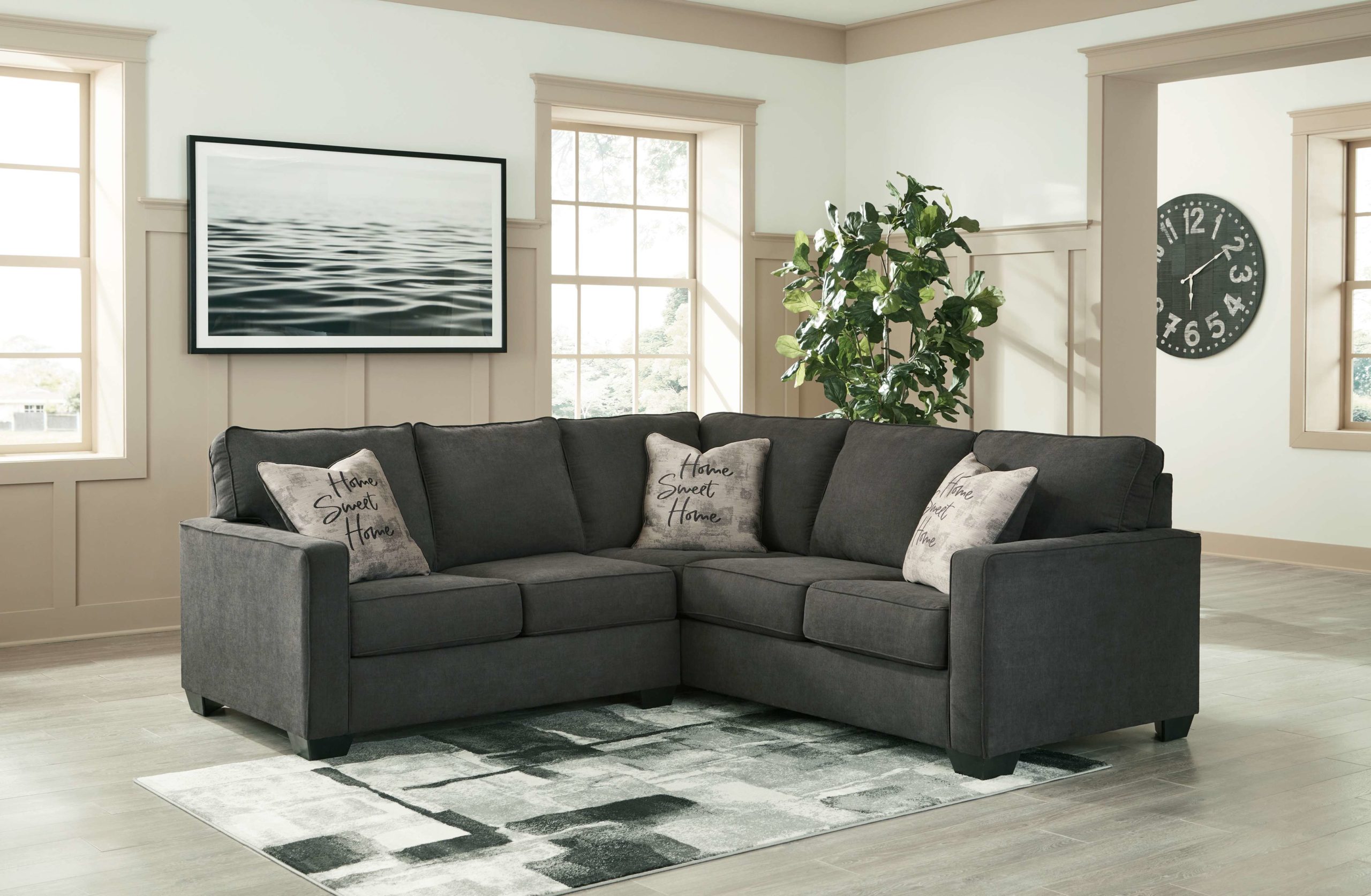 Ashley Furniture Lucina Charcoal Corner Loveseat 2 Pc Sectional Ez S Leasing