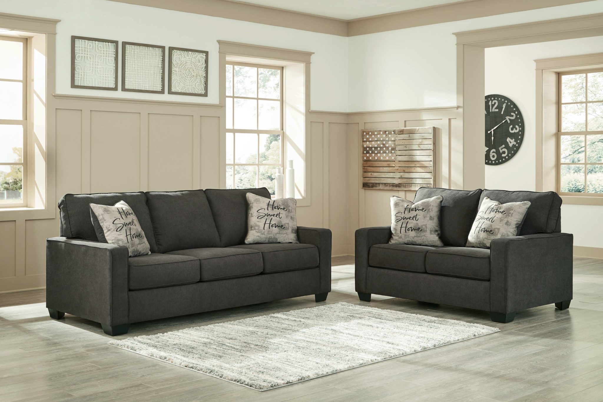 Ashley Furniture Lucina Charcoal 2 Pc. Sofa, Loveseat EZ