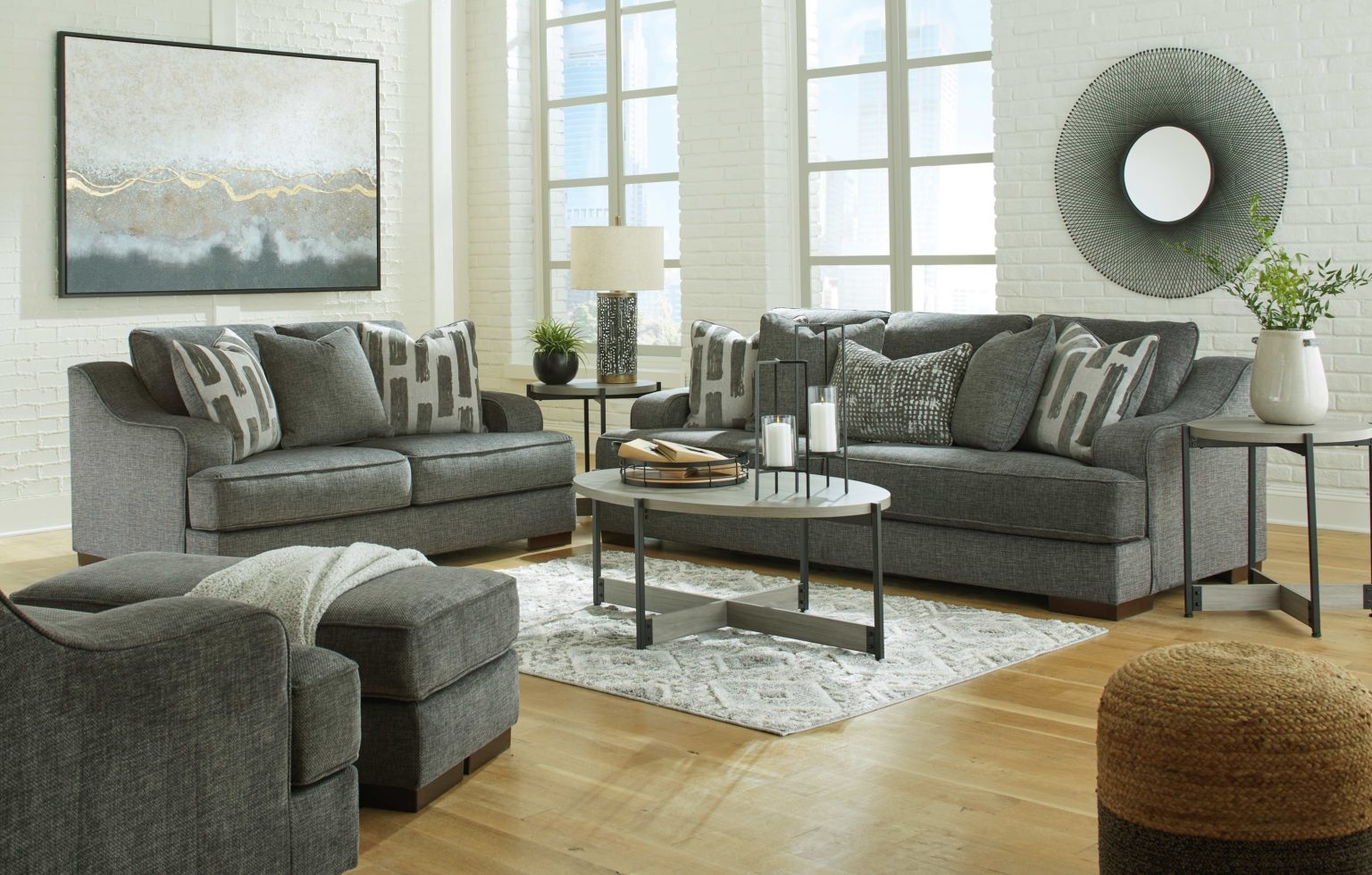 Ashley Furniture - Lessinger - Pewter - 4 Pc. - Sofa, Loveseat, Chair ...