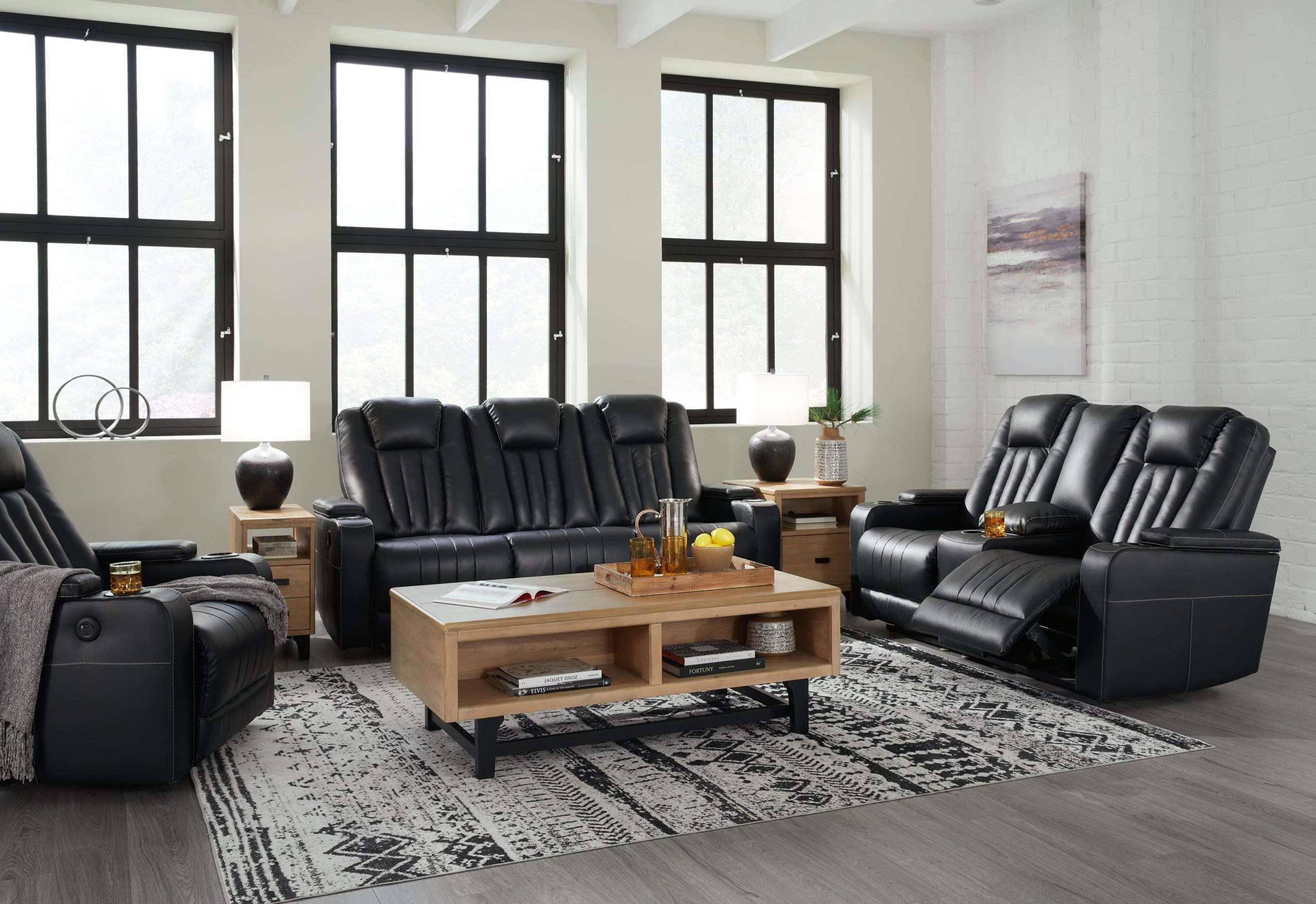 Black living room set ashley outlet furniture