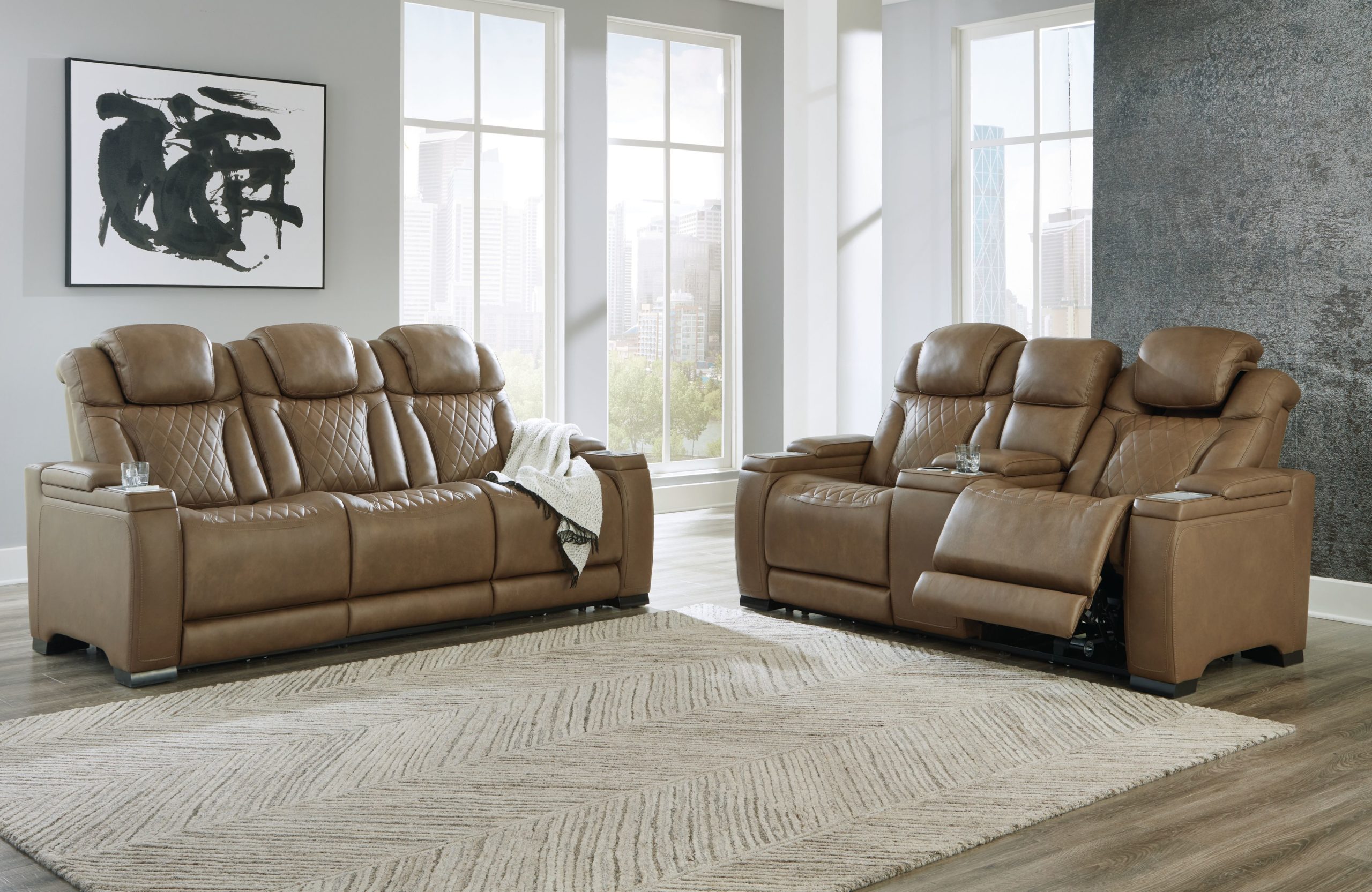 strikefirst triple power leather reclining sofa