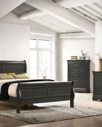 The Louis Philippe Queen Bed & 1 Nightstand & Dresser & Mirror