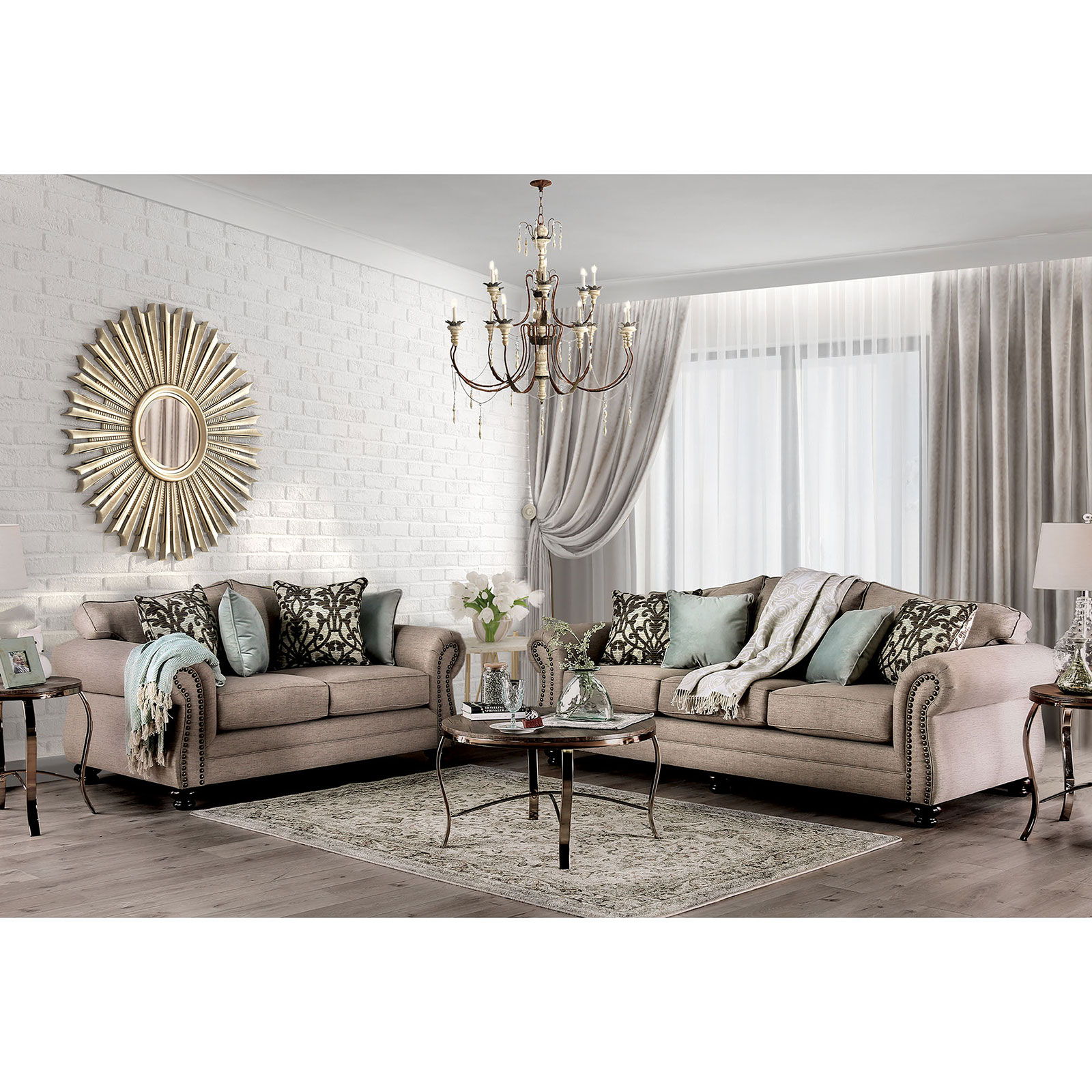 Furniture of America Jarrow Ivory Loveseat