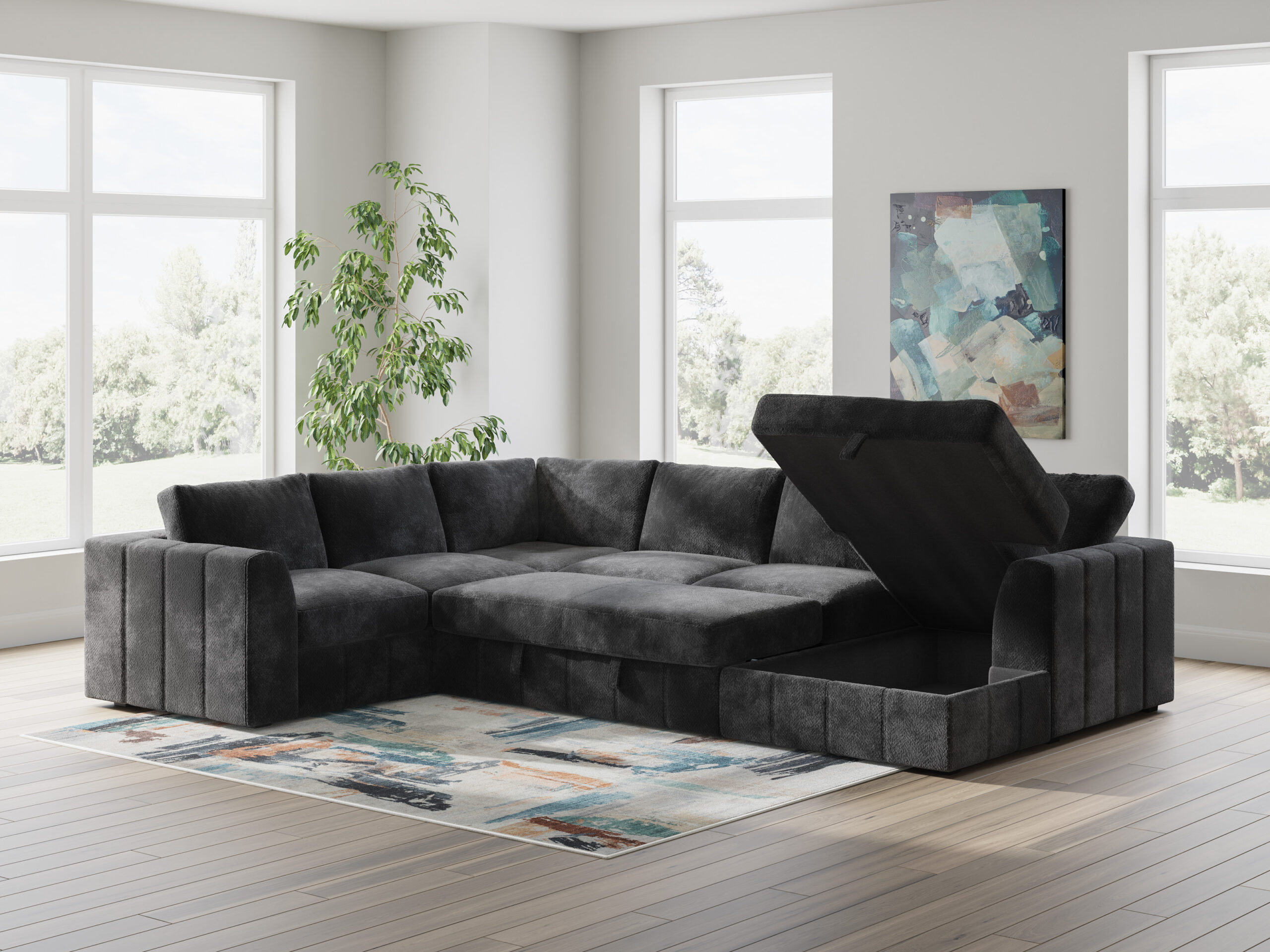 Ashley Armfield - 4pc Sectional - Charcoal Gray - Image 2