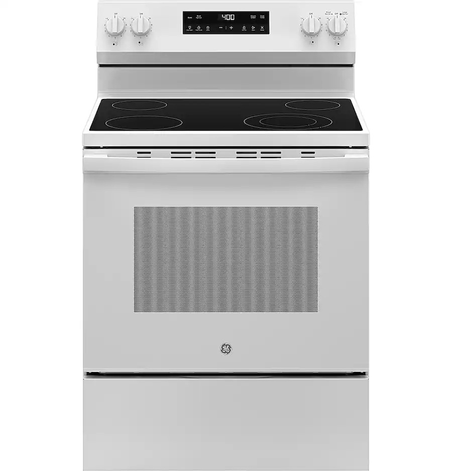 GE - 30 in. Wide 4 Elements 5.3 Cu. Ft. Freestanding Electric Range with Steam Cleaning and Radiant Cooktop - Image 3