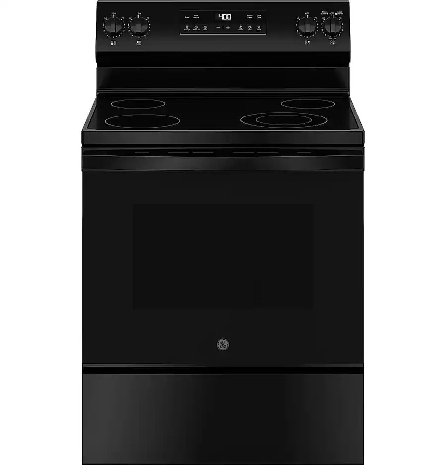 GE - 30 in. Wide 4 Elements 5.3 Cu. Ft. Freestanding Electric Range with Steam Cleaning and Radiant Cooktop - Image 2
