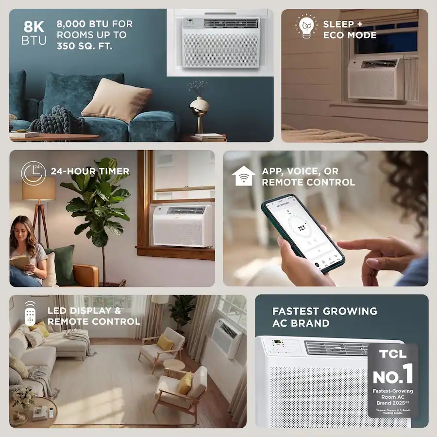 TCL 350 Sq. Ft. 8,000 BTU Smart Window Air Conditioner - Image 6