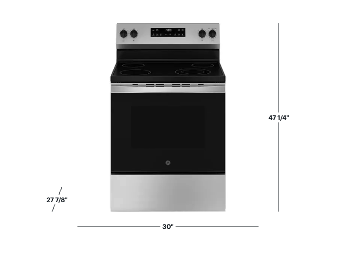 GE - 30 in. Wide 4 Elements 5.3 Cu. Ft. Freestanding Electric Range with Steam Cleaning and Radiant Cooktop - Image 4