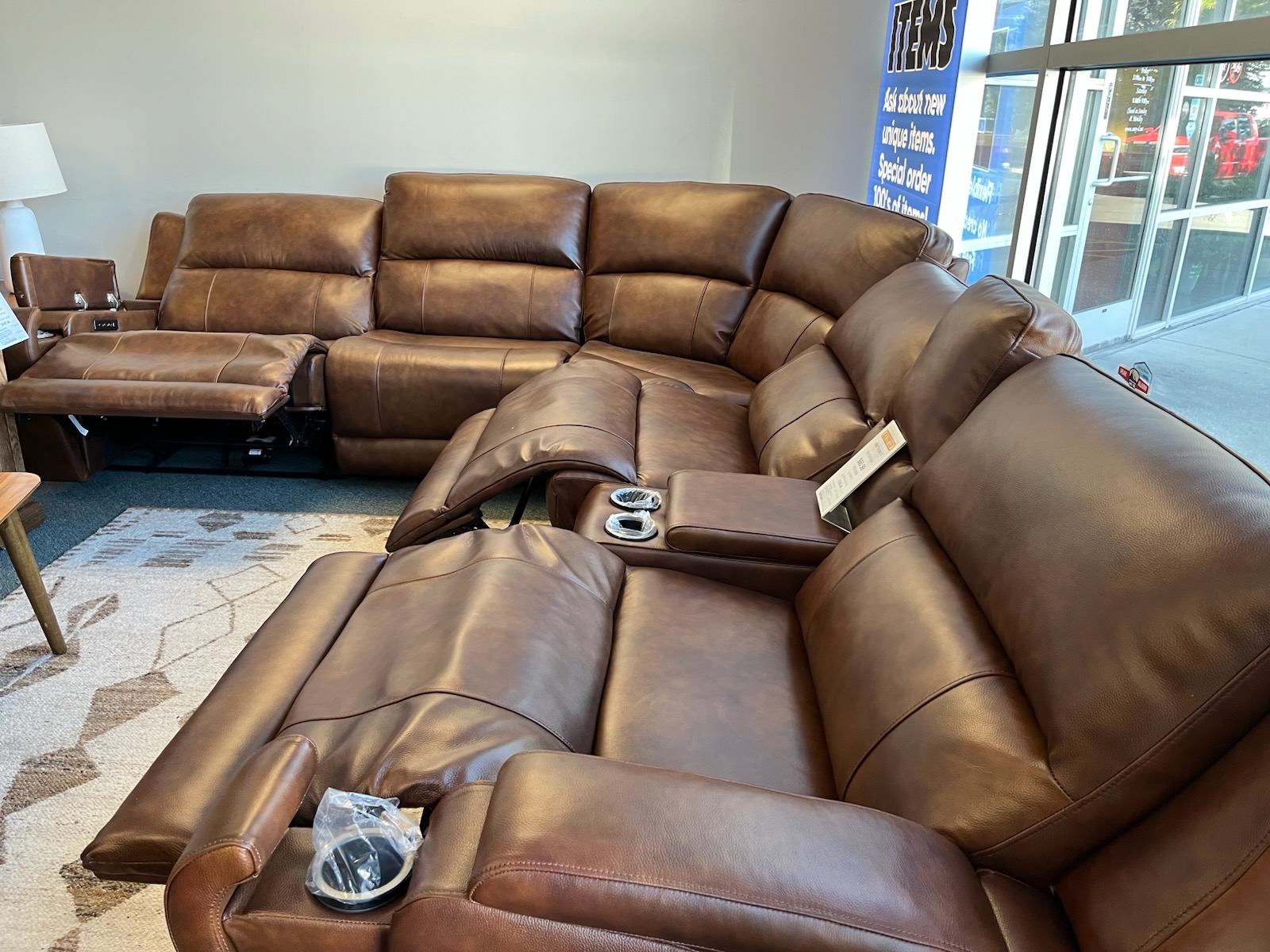Cheers Power Sectional - Brazil Saddle Leather - Image 2