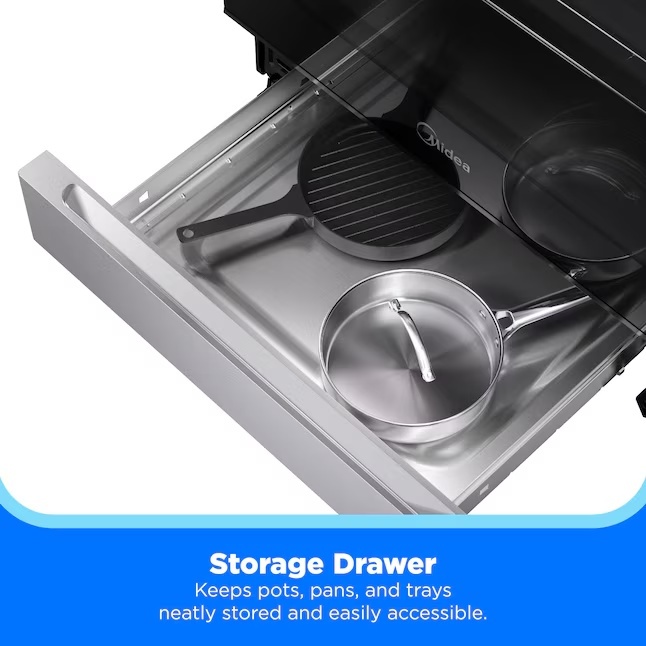 Midea 6.1 Cu. Ft. Freestanding Gas Range with Steam Clean – Stainless Steel - Image 11
