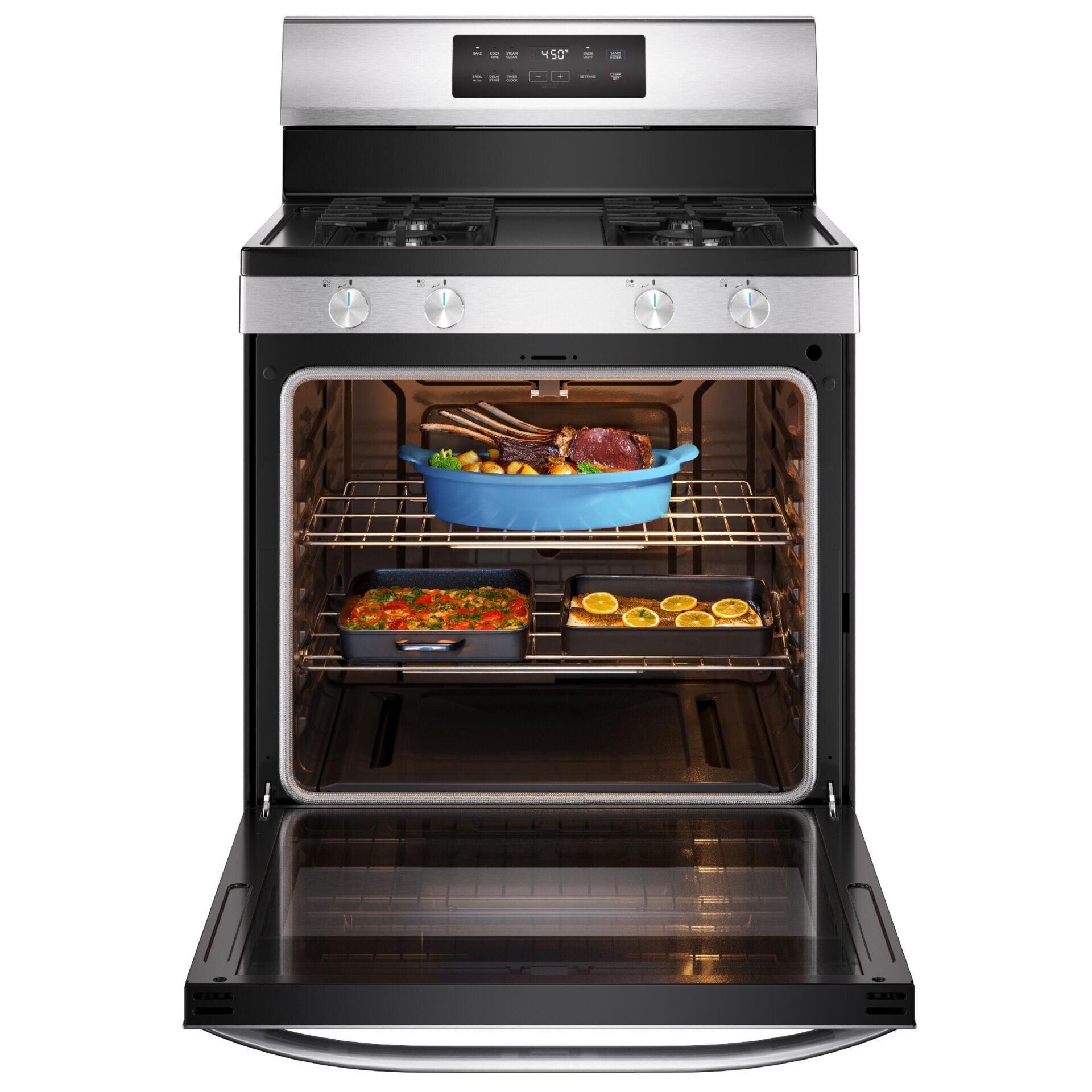 Midea 6.1 Cu. Ft. Freestanding Gas Range with Steam Clean – Stainless Steel - Image 2