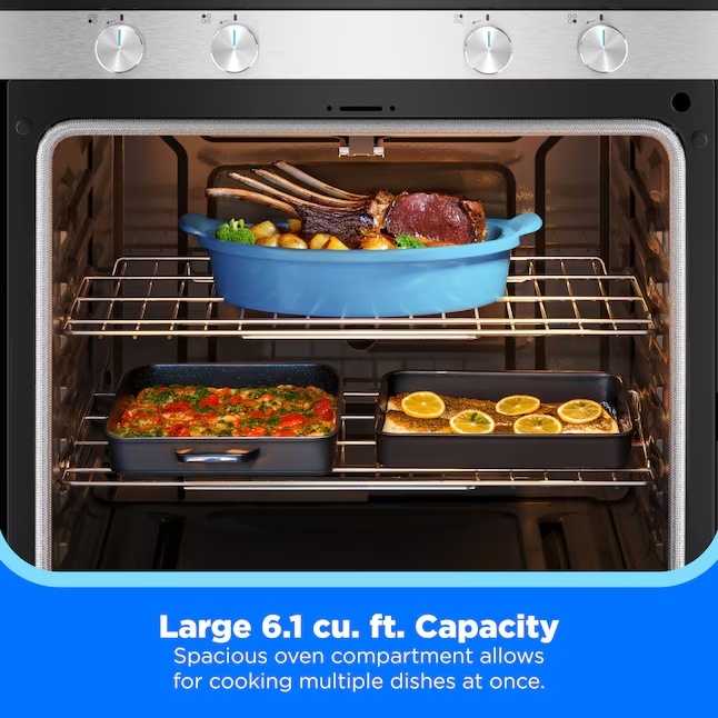 Midea 6.1 Cu. Ft. Freestanding Gas Range with Steam Clean – Stainless Steel - Image 6