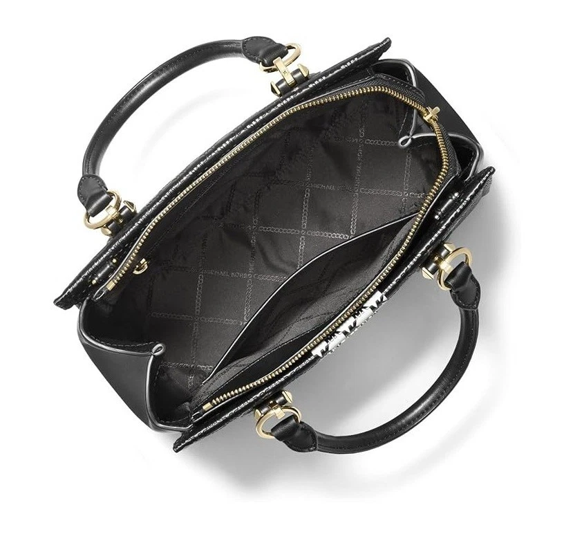 Michael Kors Marilyn Medium Satchel – Black/Optic White - Image 3