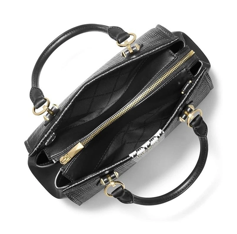 Michael Kors Marilyn Medium Satchel – Black/Optic White - Image 2