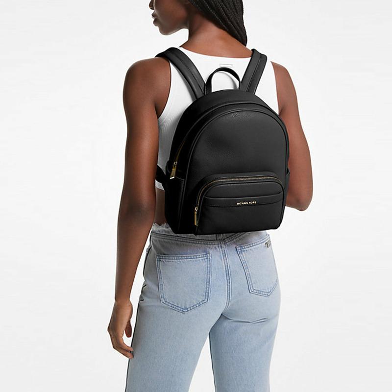 Michael Kors Bex Medium Pebbled Leather Backpack – Black - Image 3