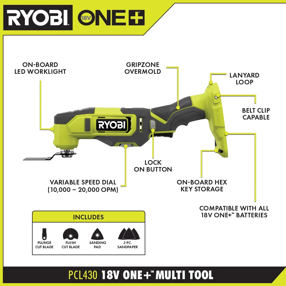 RYOBI ONE+ 18V Cordless 6-Tool Combo Kit with Batteries, Charger & Tool Bag - Image 7