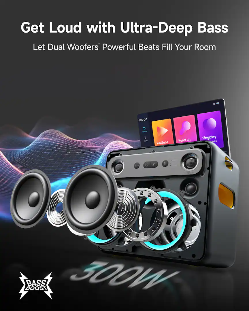 iKarao Break X2 Portable Karaoke Machine with 10.1" Touchscreen and 2 Wireless Microphones - Image 7